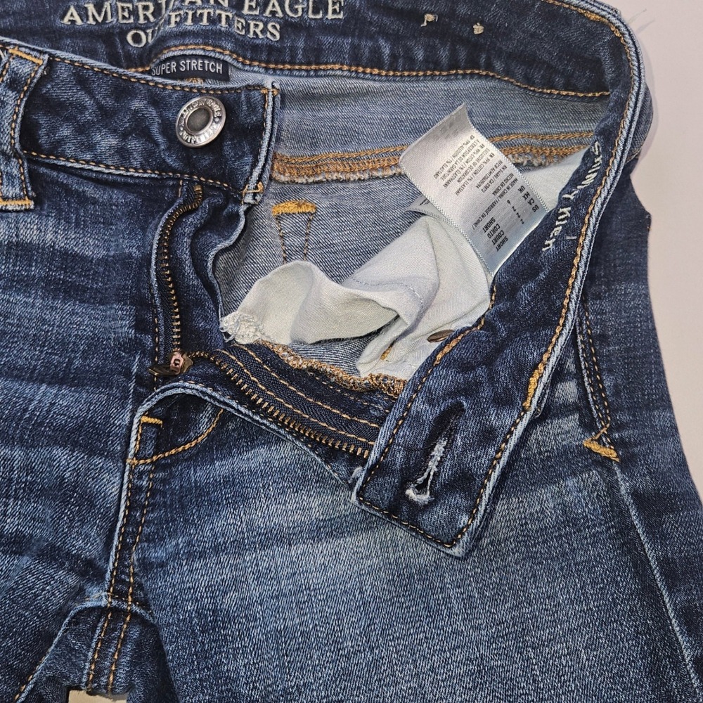American Eagle Kick Bootcut Jeans Women 2 Short Dark Wash Super Stretch - Picture 12 of 16